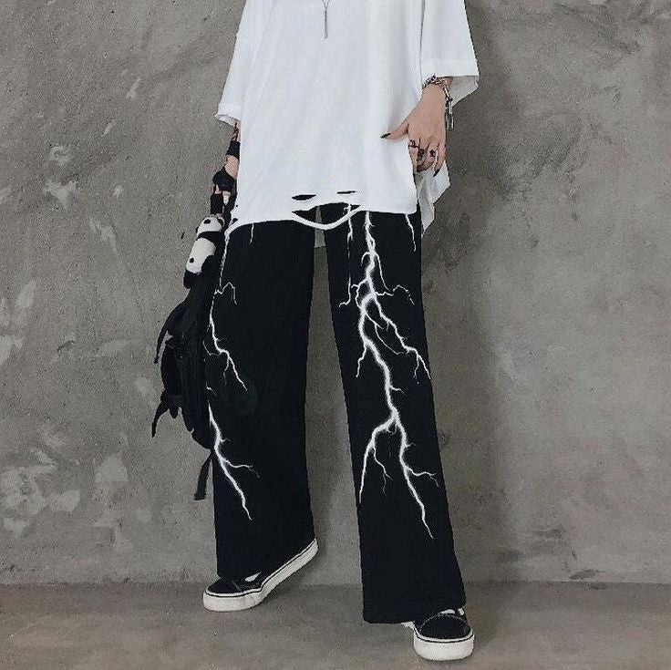 Aesthetic Dark Lighting Printed Straight Fit Baggy sweat Joggers