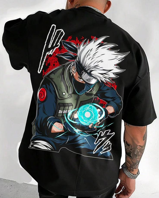 Kakashi Hatake Naruto Graphic Printed Oversized T-shirt For Mens