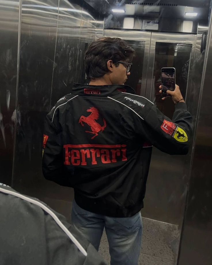 Black Ferrari F1 Vintage Racing Jacket | Premium Motorsport Biker Jackets