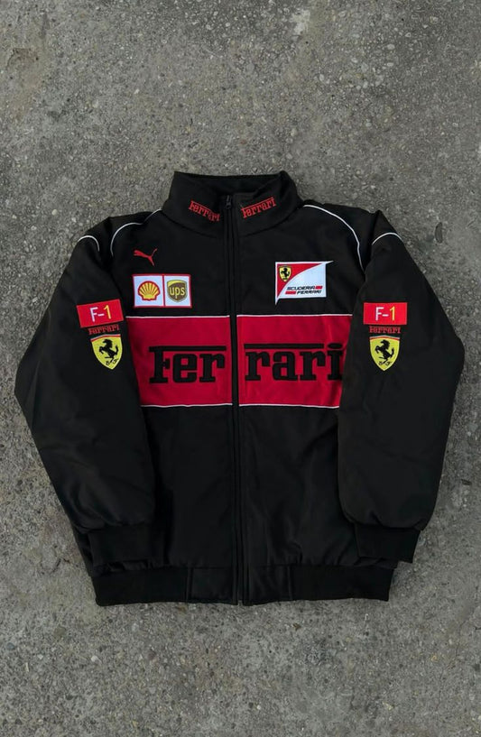 Black Ferrari f1 racing embroidery premium quality jacket 