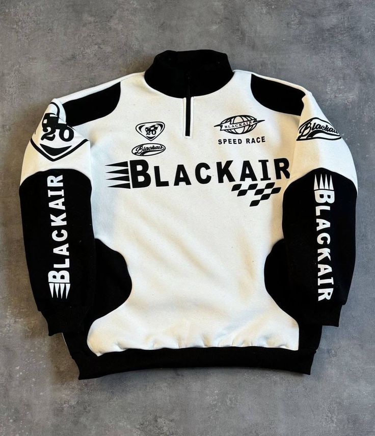 White and black jacket with 'Blackair' Elite Racing sweatshirt 