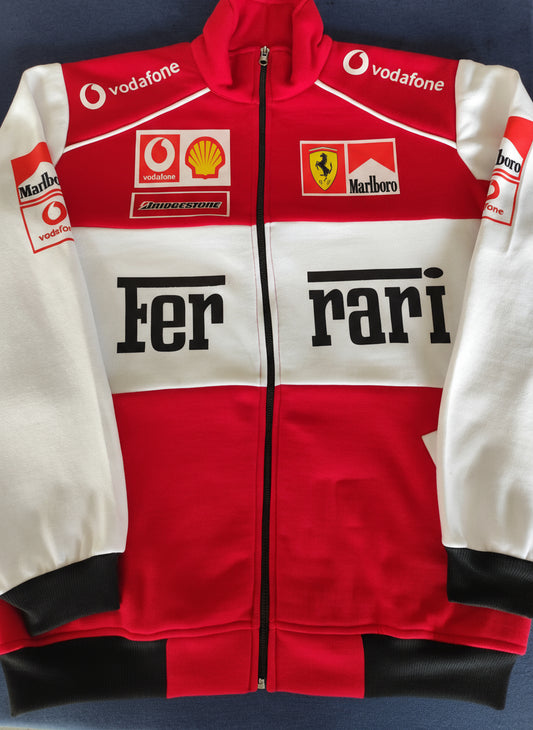 Vintage Ferrari F1 team Racing jacket | White & Red Racing Motorsport Biker Unisex Jacket |