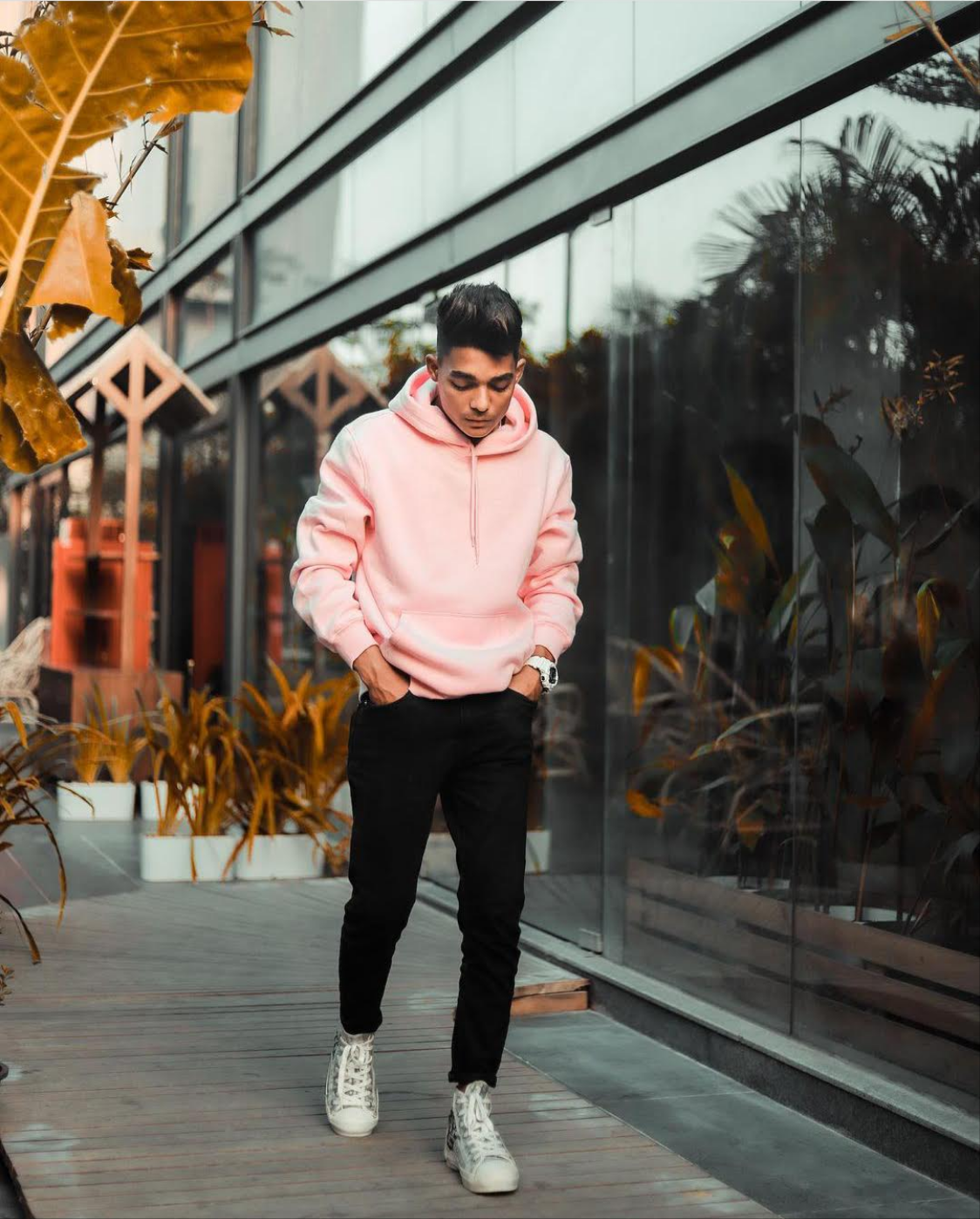 Baby Pink Basic Plain Oversized Fleece Hoodie For Men's - Inspired By Rohit Zinjurke