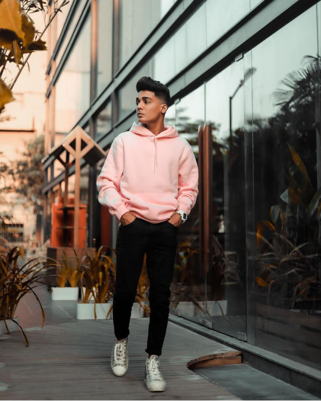 Baby Pink Basic Plain Oversized Fleece Hoodie For Men's - Inspired By Rohit Zinjurke