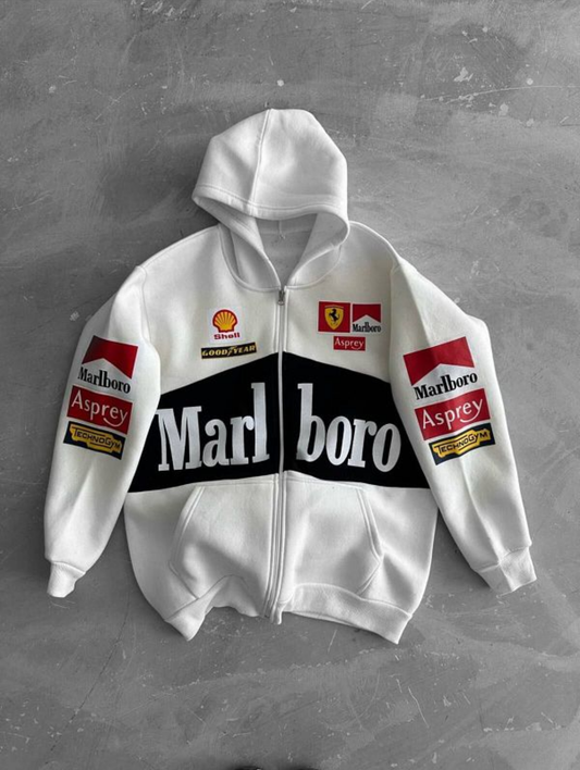 Marlboro Vintage F1 Oversized Unisex Pullover Racing Zipper Hoodie