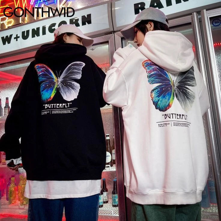 Butterfly Printed Oversize Hoodie