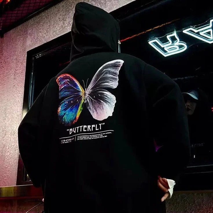 Butterfly Printed Oversize Hoodie