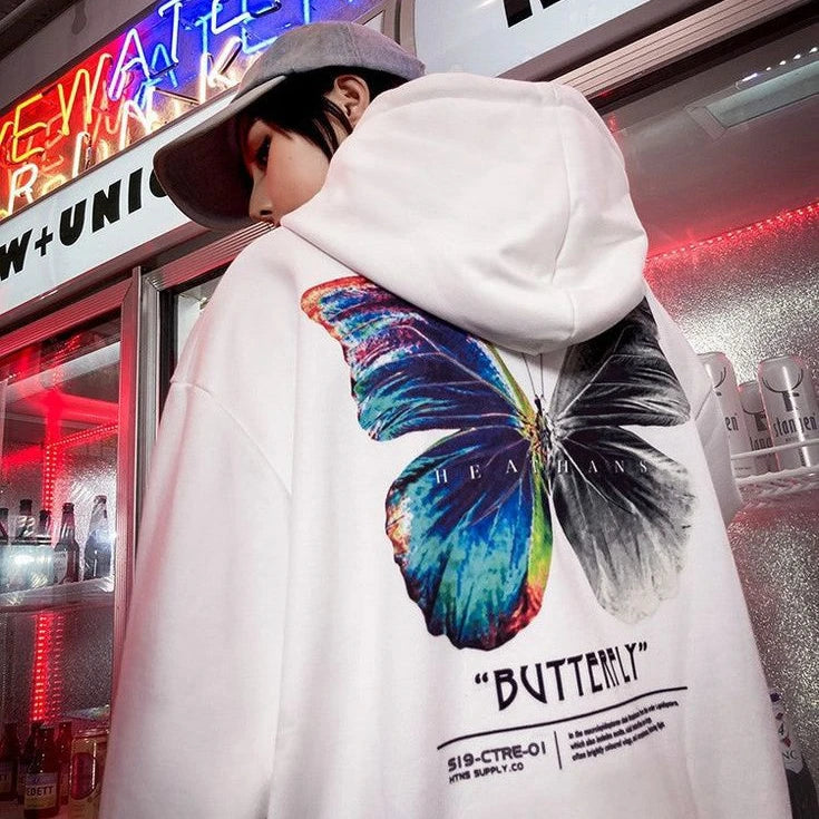 Butterfly Printed Oversize Hoodie