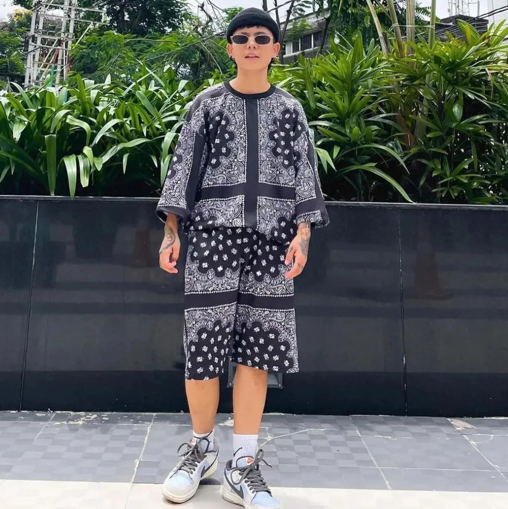 Off Shoulder Bandana shorts Suit For Mens