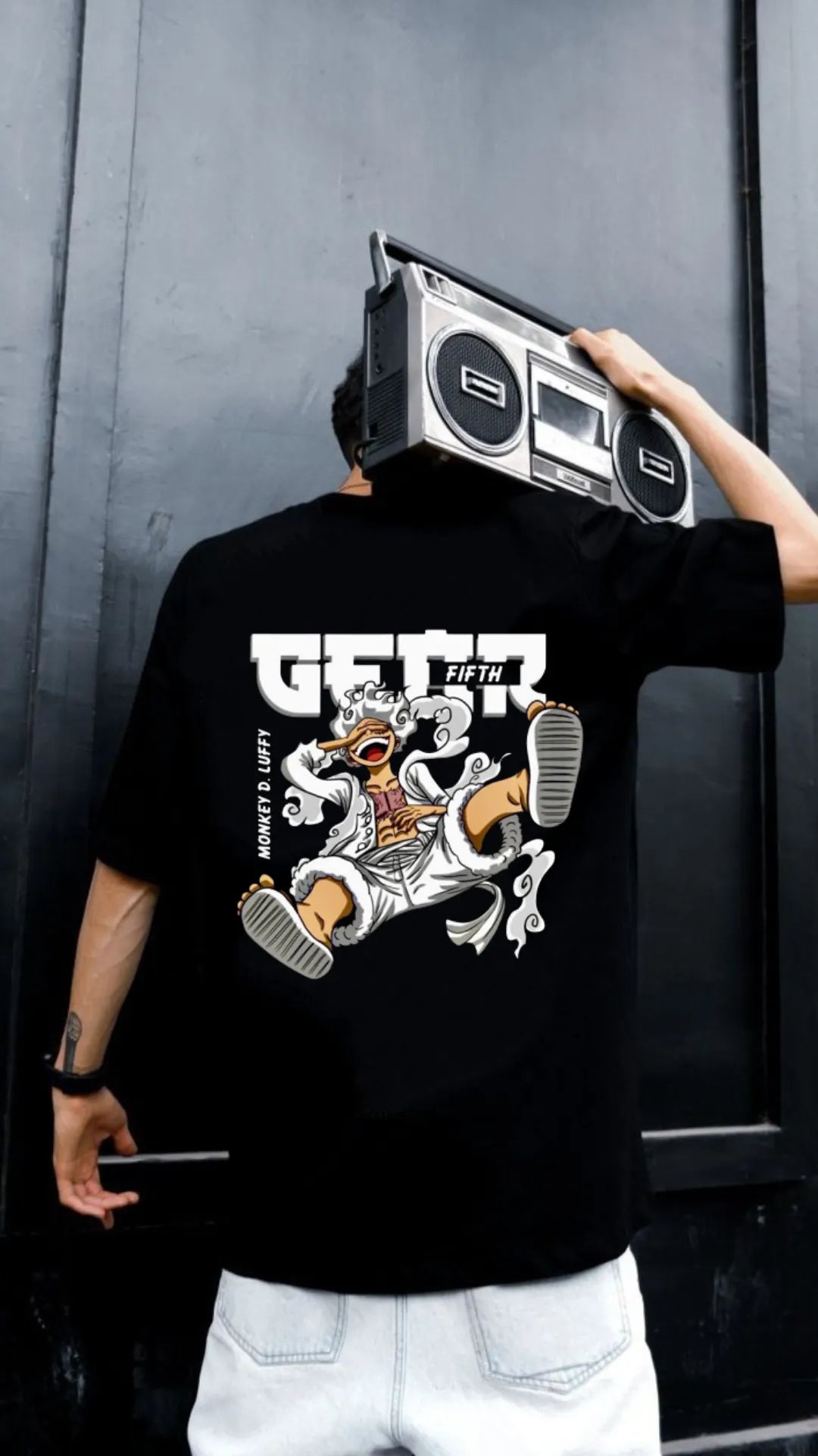 Gear 5 Luffy Oversize Printed Anime Tshirt