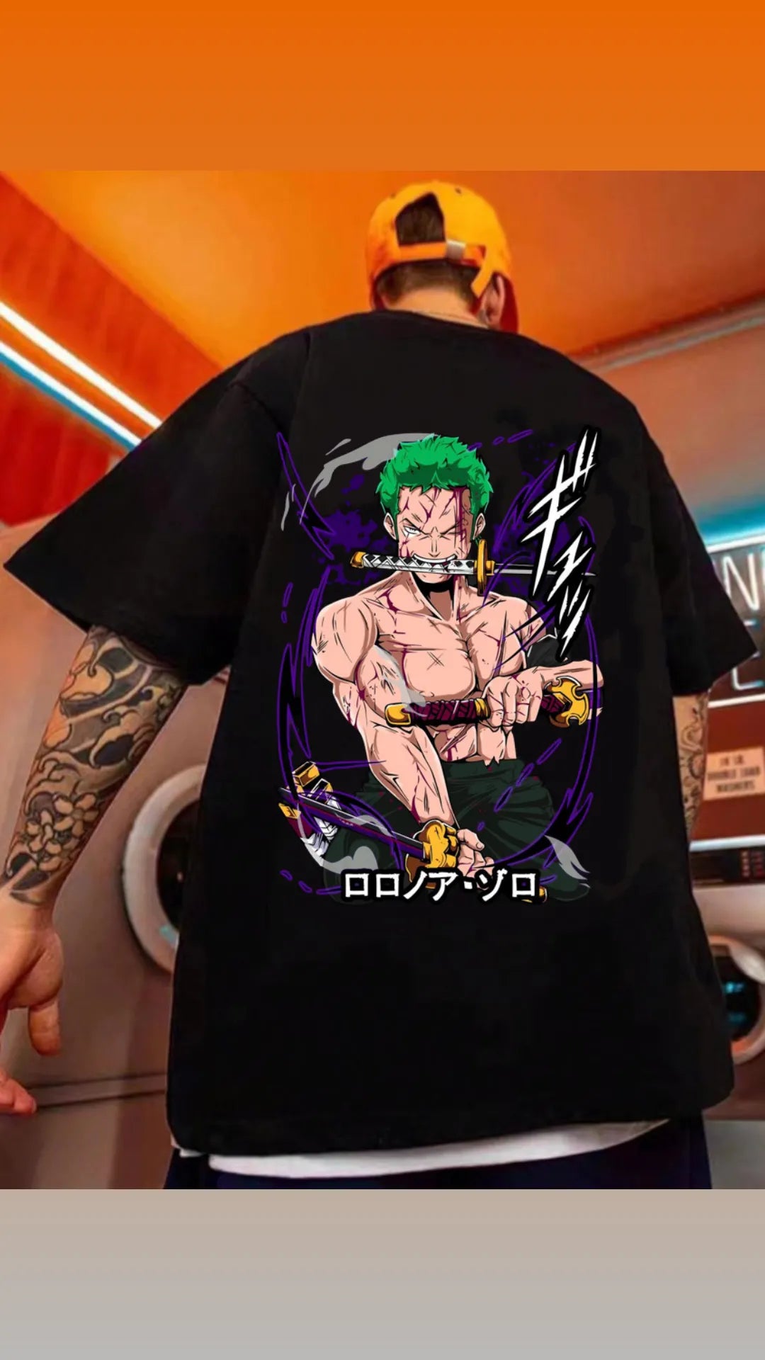 King Of Hell Zoro Oversize Printed Anime Tshirt