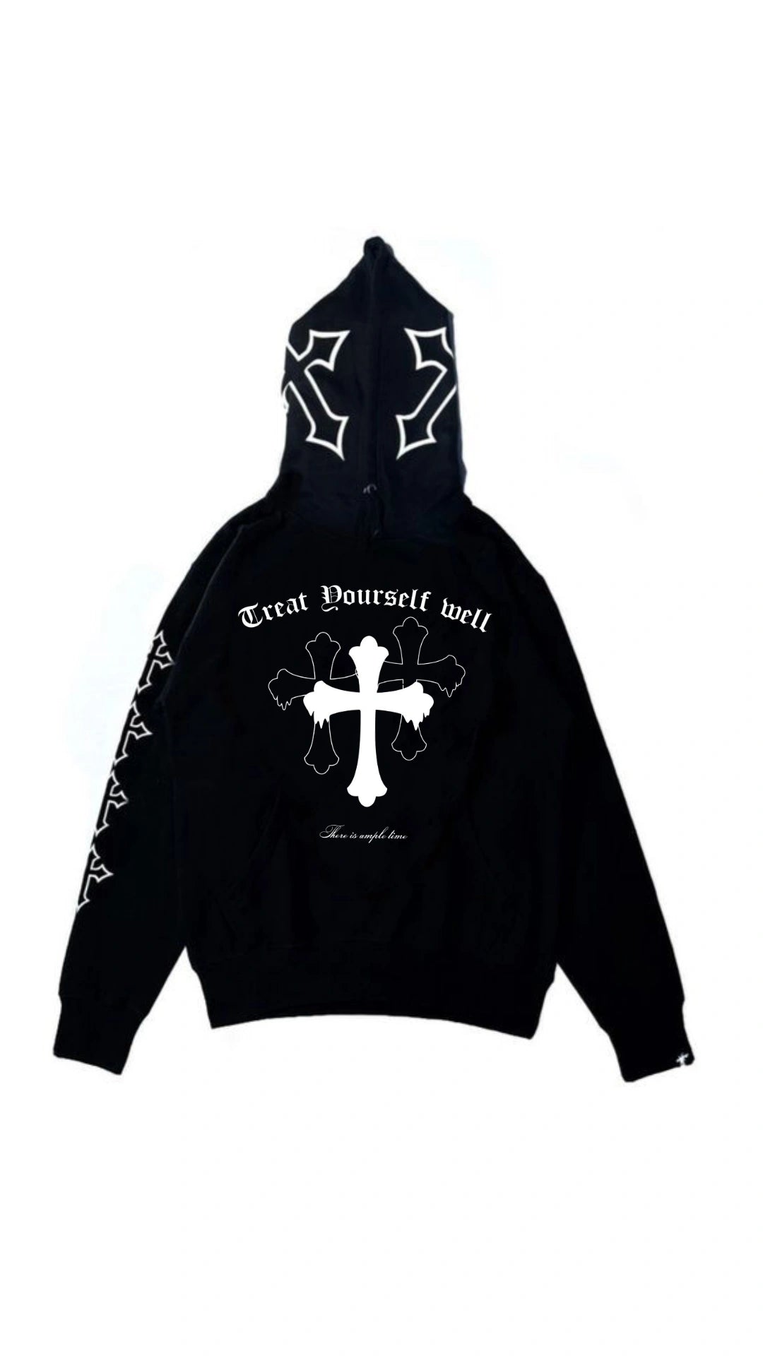 Aesthetic Cross Printed Black Hoodie