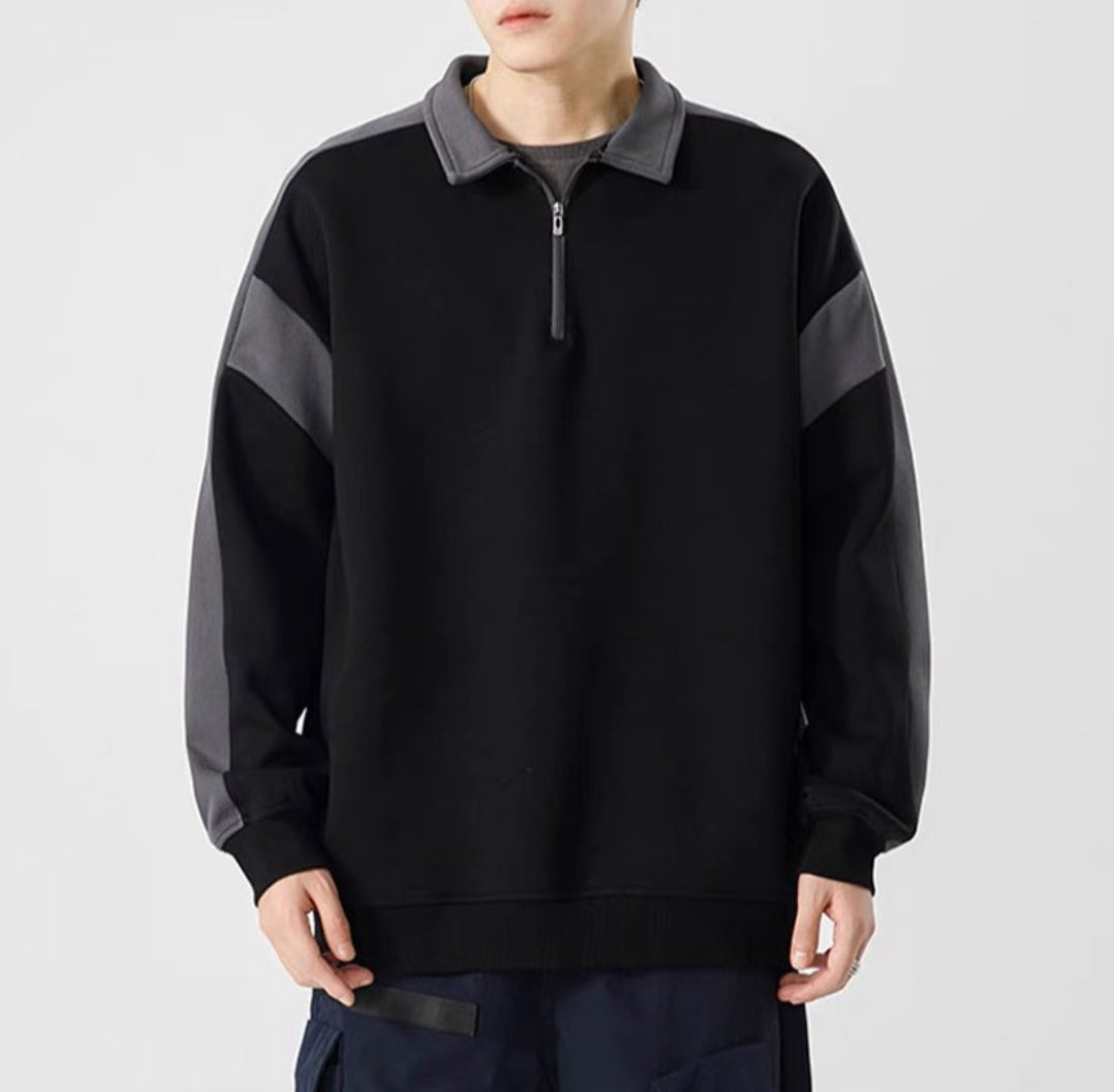 Korean Streetwear Zip Collar Sweatshirt