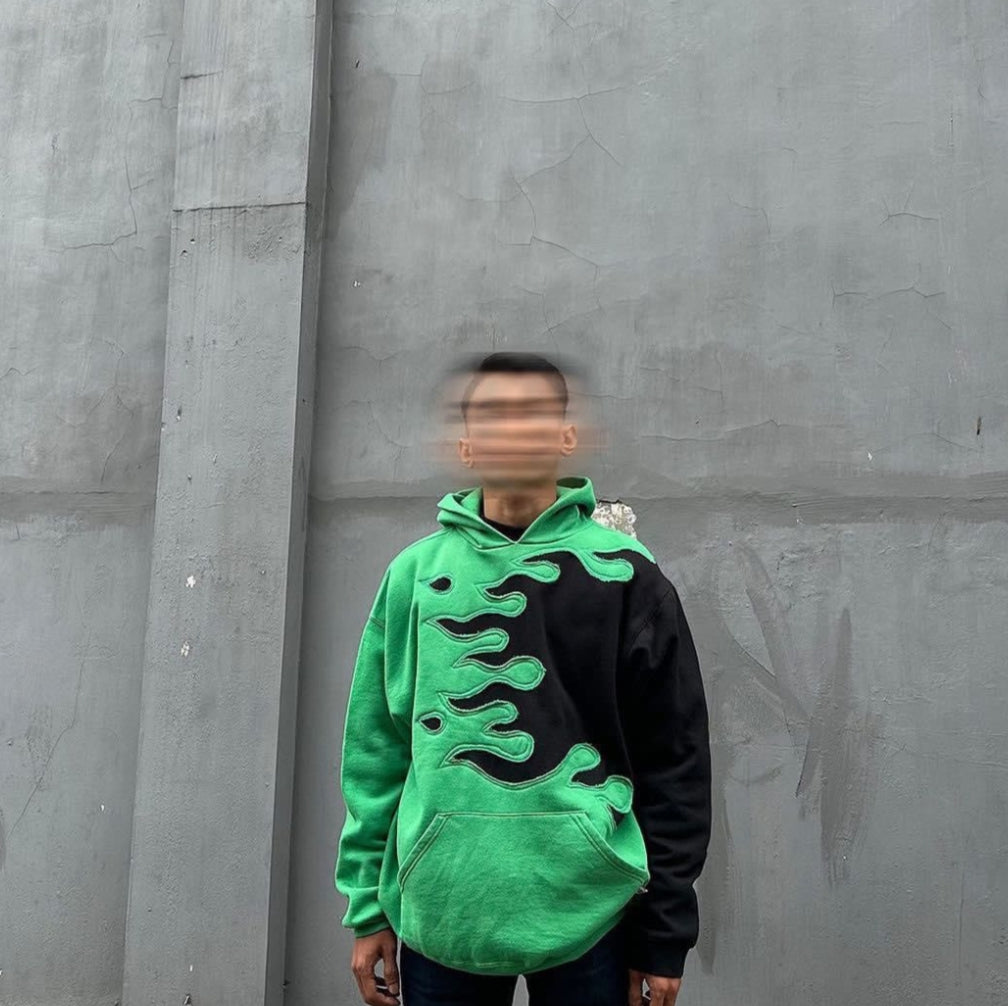 Aesthetic Fire blaze Emerald Hoodie