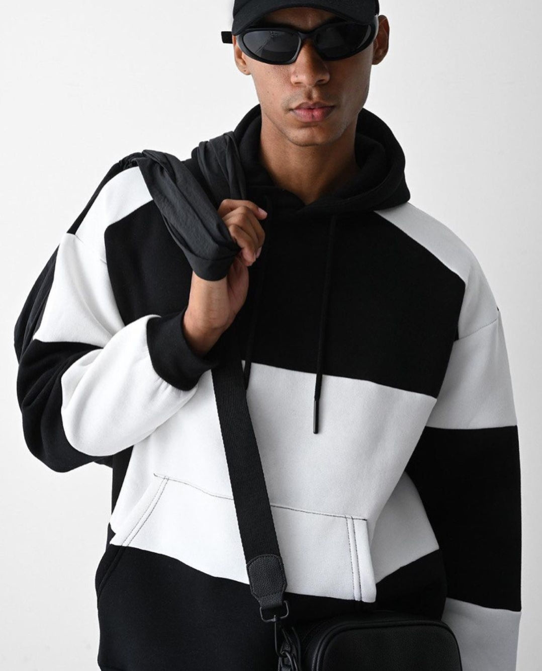 Colour Block Black & White Combo Tracksuit For Mens