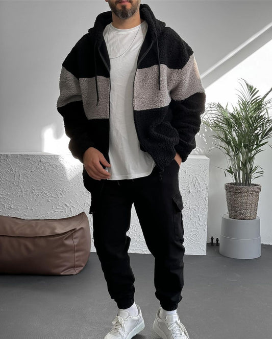 Winter Furr Colour Block Zipper For Mens