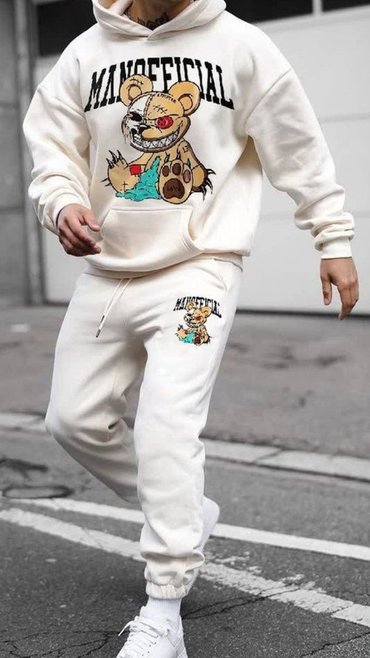 Men's Outfits Casual Teddy Bear Printed Oversize Tracksuit