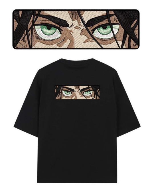 Attack on titan Eren yeager Embroidery Print Oversize Tshirt