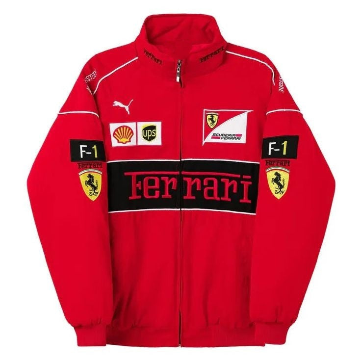 Vintage red Ferrari f1 racer jacket unisex iconic motorsports racing jacket outfit