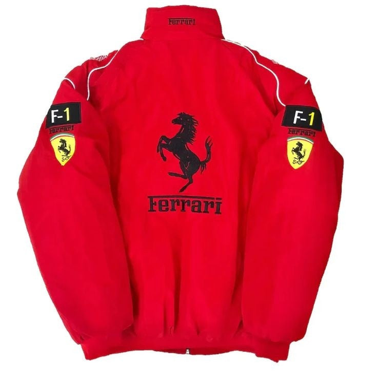 Back view with a large Ferrari logo and racing-inspired graphics.