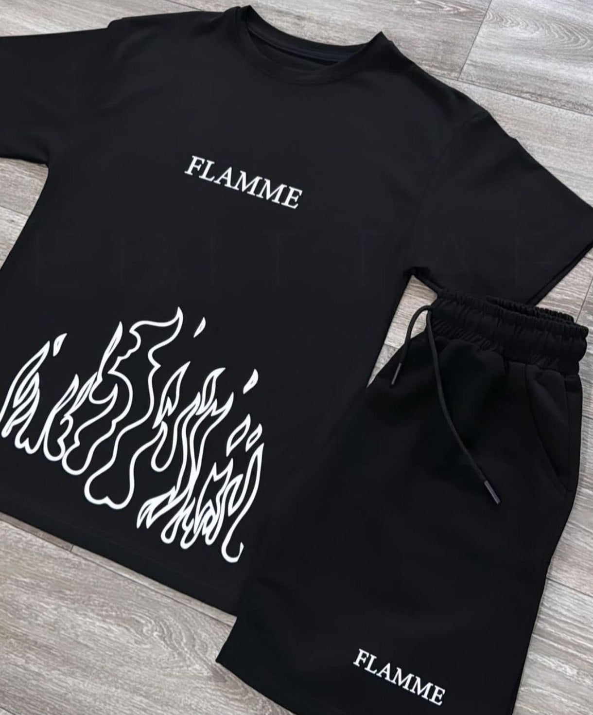 Fire Flame Graphic Printed Premium Unisex Casual Streetwear shorts Suit