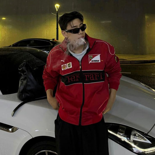 Red Ferrari F1 Vintage Racing retro style jacket 
