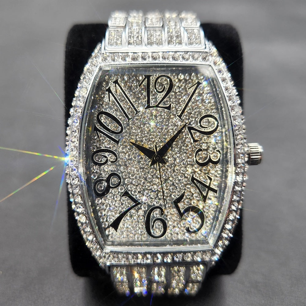 Square Ice Out Diamond Watch For Mens Fashion Bling Ice Out Diamond Watch Hip Hop - limited edition