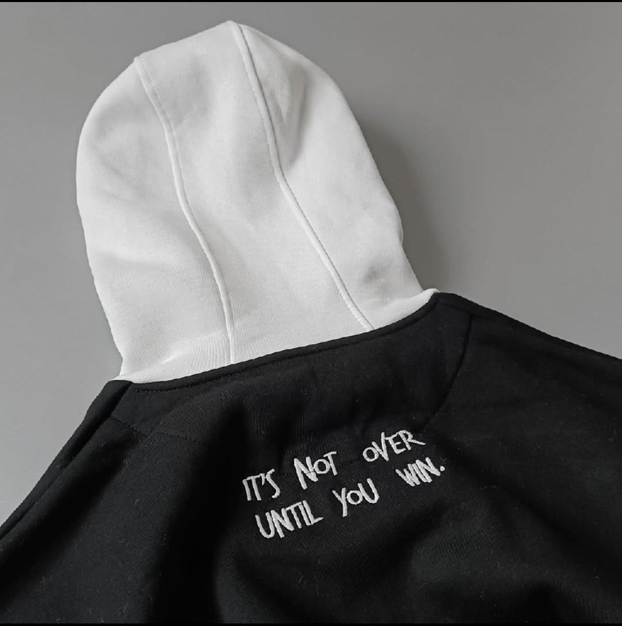 Y2K Style Oversized Black & White Colourblock Embroidery Pullover Streetwear Fashion Hoodie