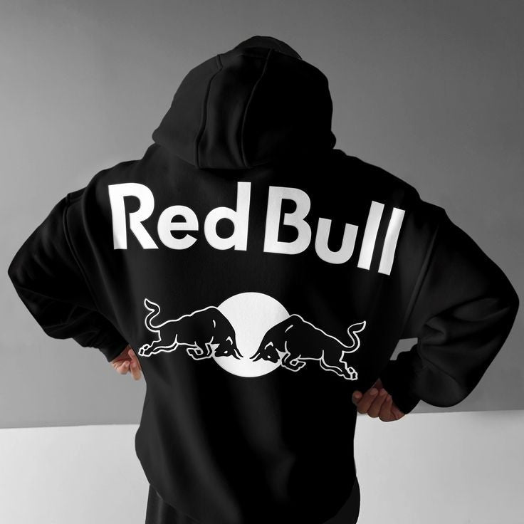 Red Bull Racing Edition Oversized Black Unisex Print Pullover Hoodie