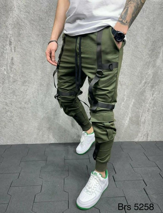 Funky Flap Pocket With Strip Deisgn Cargo Look Track Pant