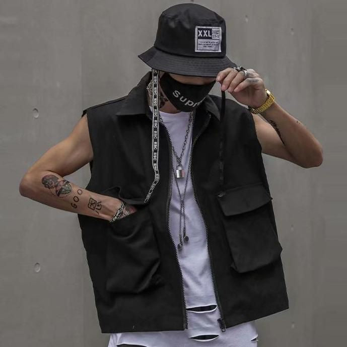 korean Flap Pocket Vest Jacket