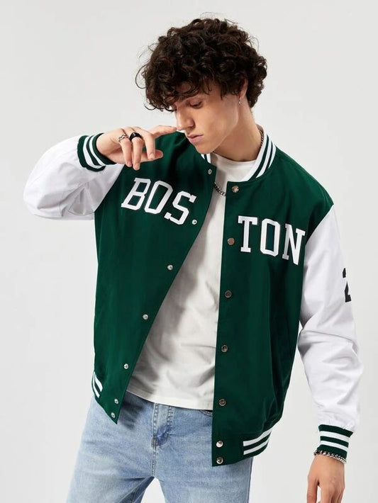 Baseball Boston Printed Varsity Fashion Jacket For Mens