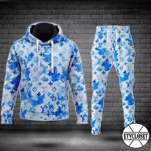 Lv Blue Printed Premium Tracksuit For Mens