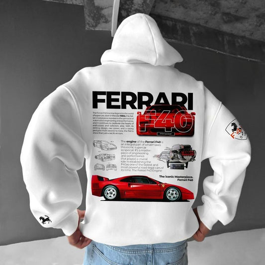 Vintage Ferrari F1 Racer Hoodie Graphic Print Oversized Pullover Hoodie For Mens