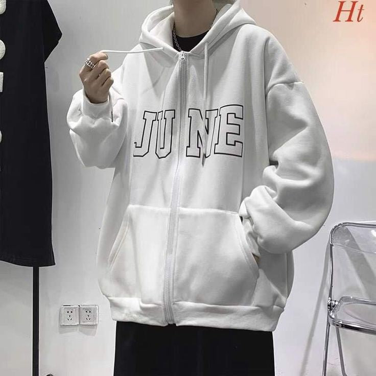 June Printed Oversize Baggy Zipper Hoodie