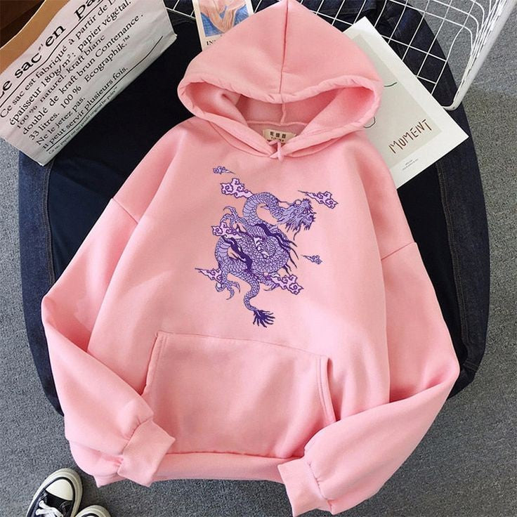 Sky Dragon Kawaii Harajuku Oversized Hoodie For men Women