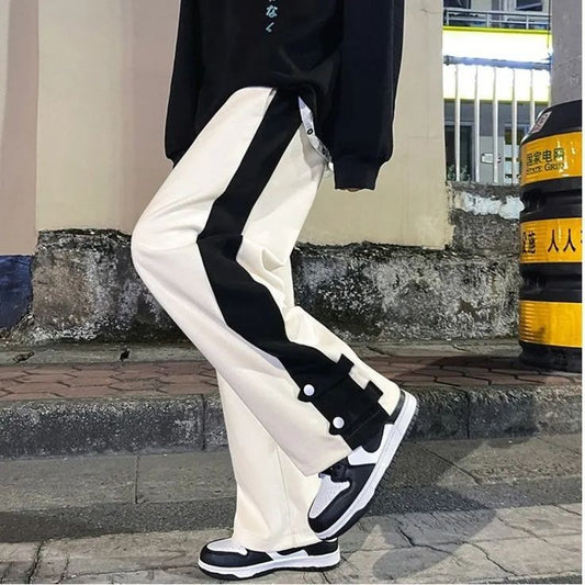 Aesthetic Straight Fit Streetwear Hip-Hop Fashion Wide Leg Casual Loose Button Pant For Mens