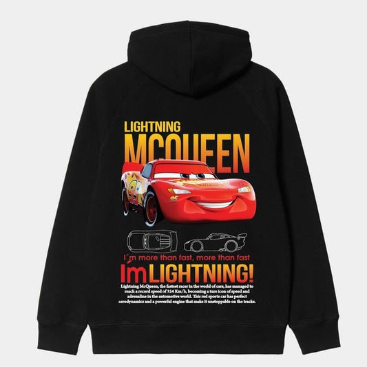 Lighting Mc Queen Car Racing Oversized Graphic Printed Hoodie Sweatshirt For Men