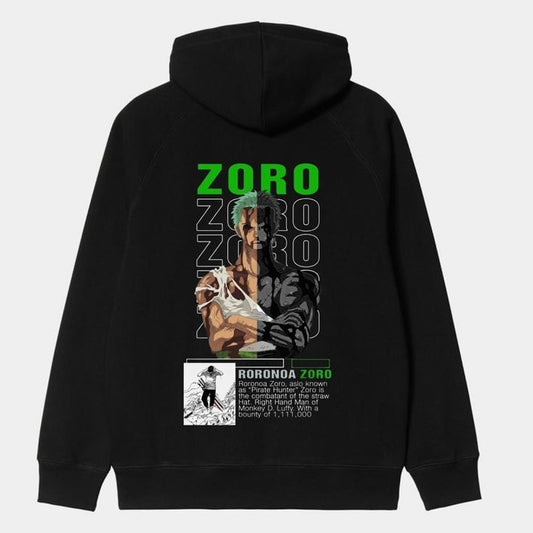 Zoro One Piece Anime Printed Unisex Oversized Pullover Hooded Sweatshirt | Anime Hoodie |