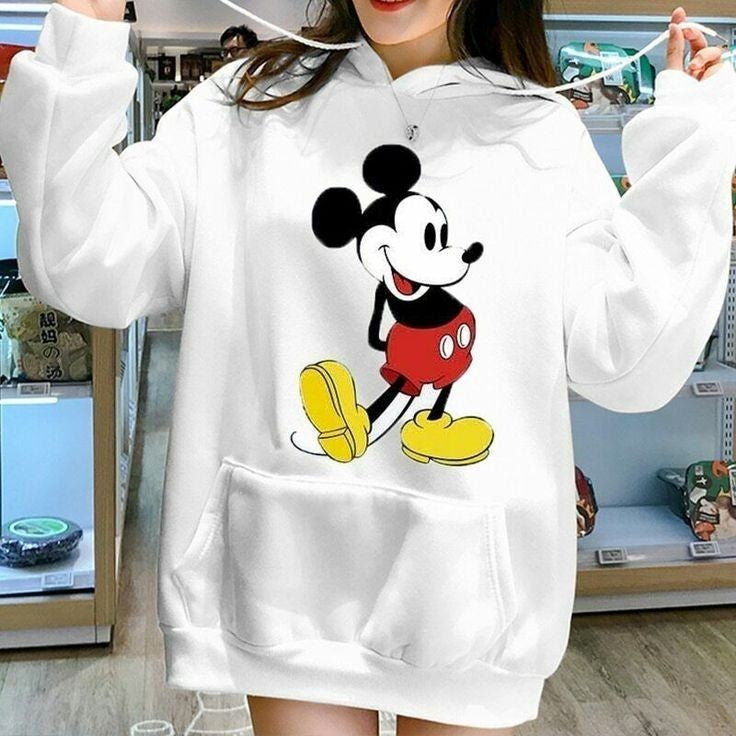 Disney Micky mouse Cartoon Printed Casual Pullover Hoodie For Women