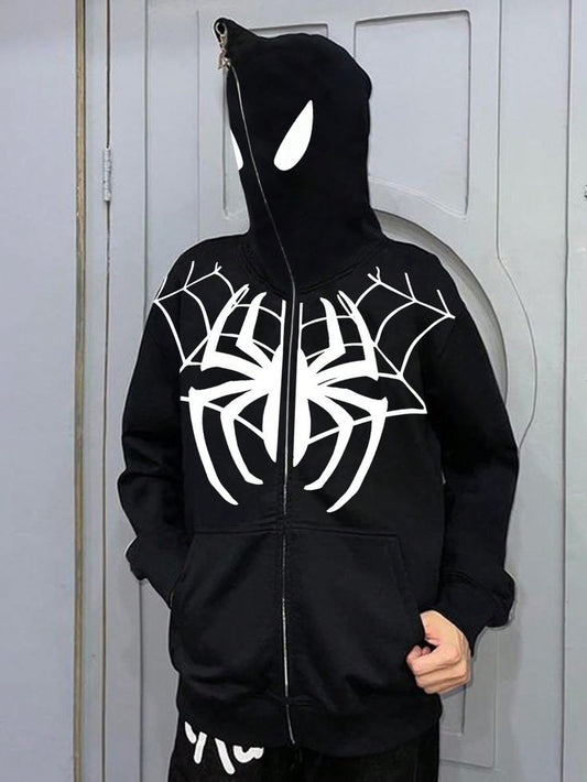 Spiderman Inspired Y2K Retro Fashion Full Zip Up Zipper Hooded