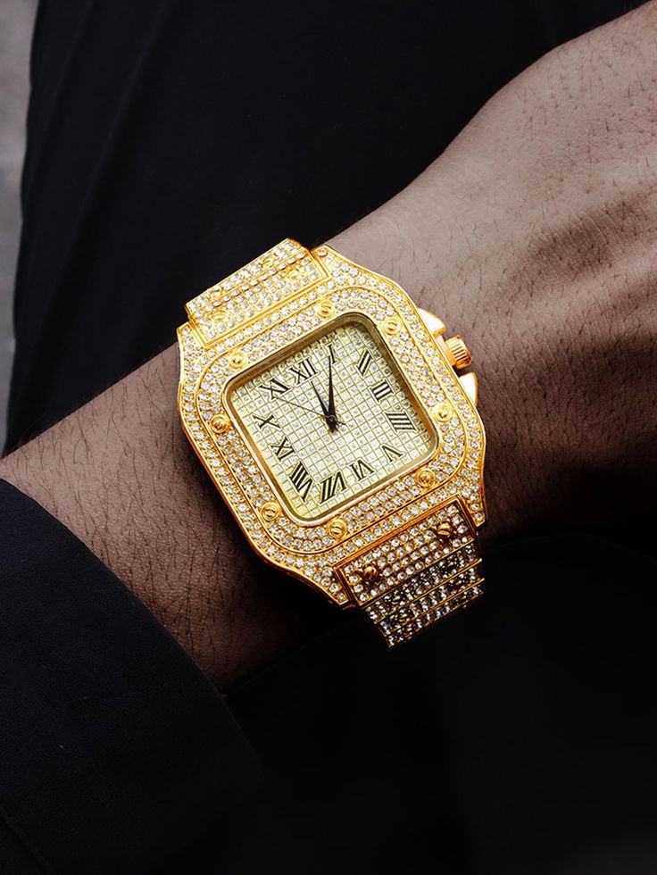 Luxury Square Full Ice Diamond Watch For Mens Fashion Bling Ice Out Diamond Watch - Imported