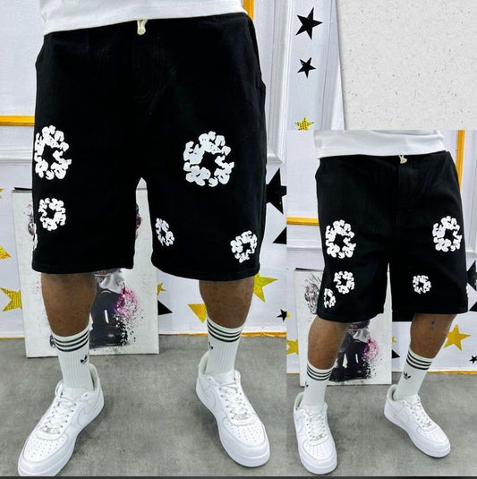 Y2K Floral Printed harajuku Drawstring Waist Shorts For Mens