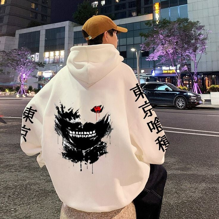 Tokyo Ghoul Anime Kaneki ken Cosplay Oversize Unisex Autumn Casual Drawstring Hoodie - For Anime Lovers