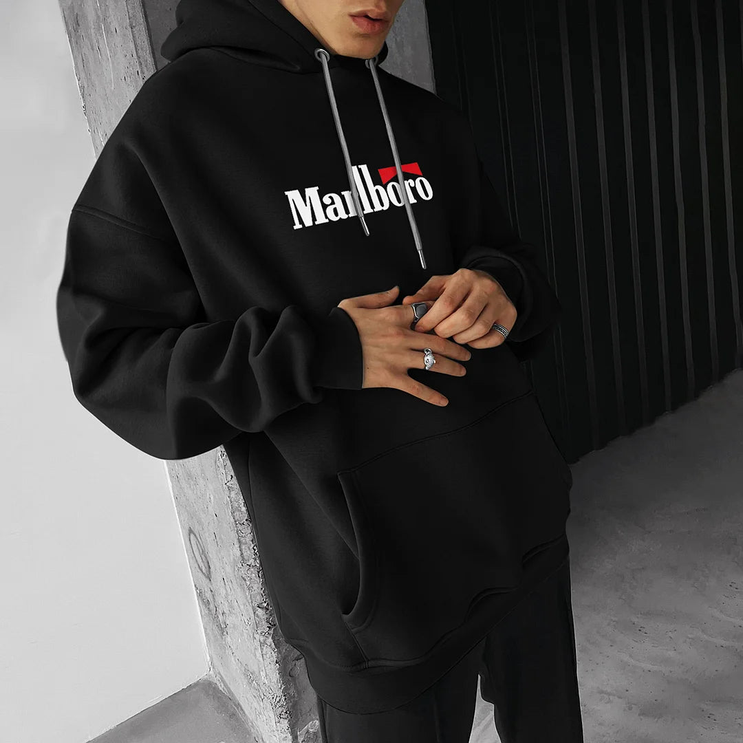 Marlboro Printed Oversized Pullover Comfy Hoodie For Men