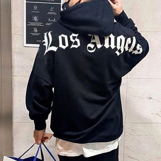 Los Angeles Baggy Printed Pullover Hoodie For Mens