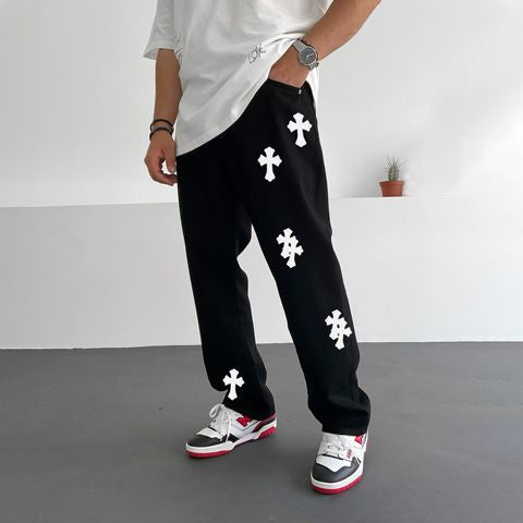 Cross Print Baggy Track Pant For Mens