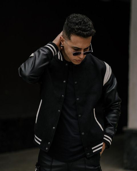 Vintage Leather Sleeve Varsity Jacket