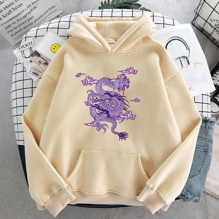 Sky Dragon Kawaii Harajuku Oversized Hoodie For men Women