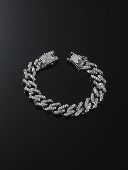 Elegant Diamond Ice Out Cuban Link Ice Bracelet Hip Hop Ice Bling For Mens